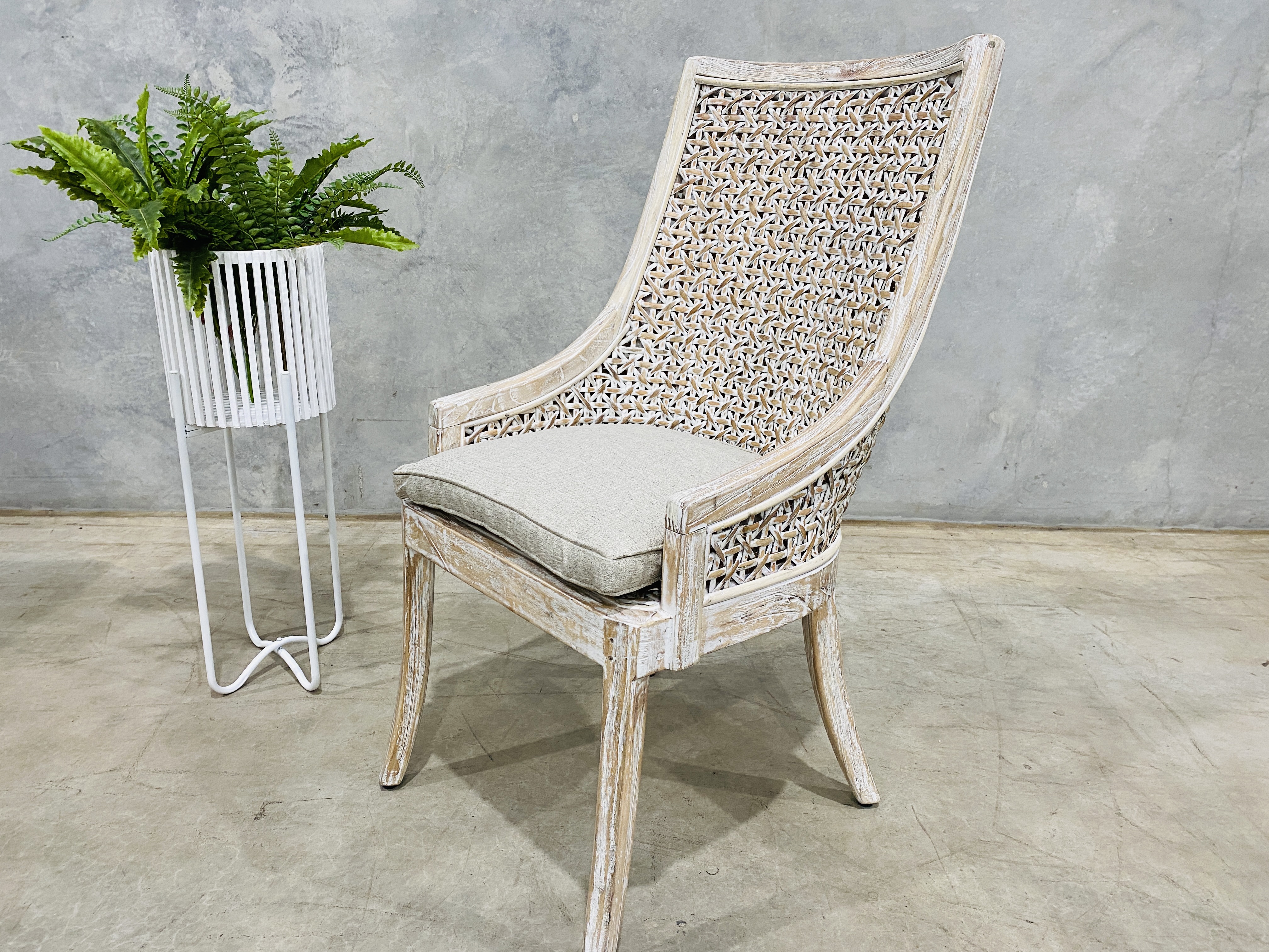 Dining Chairs Joseph Chair, White Washed Cane Dining Chairs
